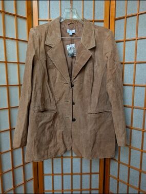 NWOT Leather Suede Jacket | Womens sz XL | Camel Tan Brown | Denim & Company